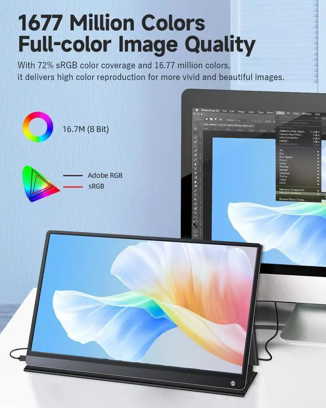 Alt view image 5 of 7 - UPERFECT 15.6" Portable Monitor 120Hz Touchscreen | 1080P IPS HDR | 10800mAh Battery, Reverse Charging | Quad Speakers, Smart Case | Single Cable Connectivity for Work & Gaming