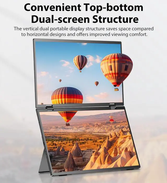 Alt view image 6 of 7 - UPERFECT Delta 15.6" Dual Monitor 1080P HDR, 360° Foldable Portable Laptop Screen Extender with Stand for Laptop, PC, Phone, and Game Console (No Driver Needed)