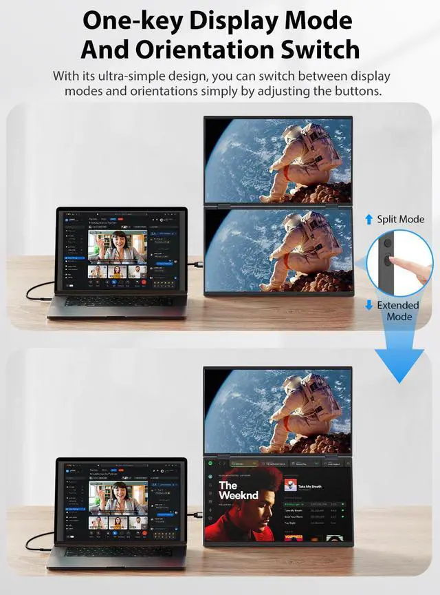 Alt view image 5 of 7 - UPERFECT Delta 15.6" Dual Monitor 1080P HDR, 360° Foldable Portable Laptop Screen Extender with Stand for Laptop, PC, Phone, and Game Console (No Driver Needed)