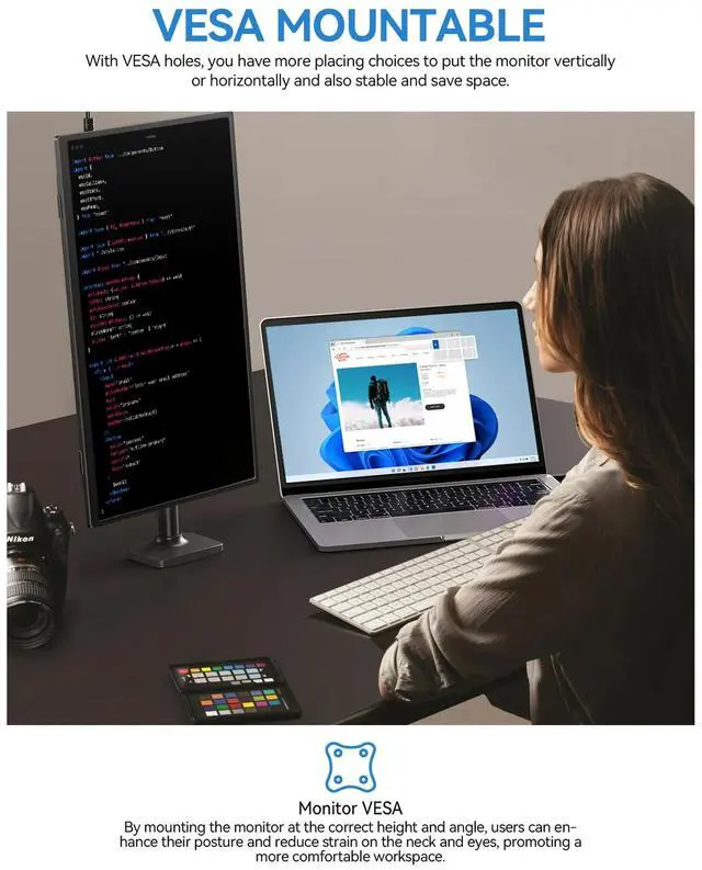 Alt view image 7 of 7 - UPERFECT 15.6" Portable Monitor 1080P FHD, 125% sRGB, 350Nits, USB-C HDMI, w/Stand - Universal Laptop/Phone/Gaming Monitor