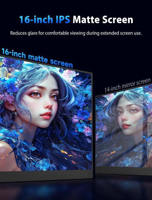 Alt view image 5 of 7 - UPERFECT 16" 2K 240Hz Portable Monitor 2560x1600, 0.1ms, 400 Nits, 100% DCI-P3 Gaming Monitor Laptop Monitors Built-in 180° Adjustable Stand Type-C IPS Eye Care External Second Screen for Laptops