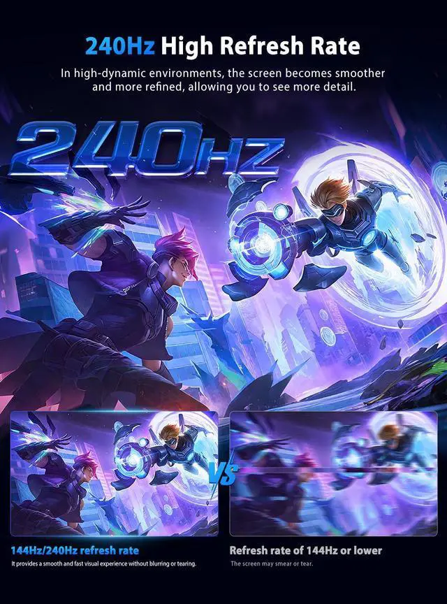 Alt view image 3 of 7 - UPERFECT 16" 2K 240Hz Portable Monitor 2560x1600, 0.1ms, 400 Nits, 100% DCI-P3 Gaming Monitor Laptop Monitors Built-in 180° Adjustable Stand Type-C IPS Eye Care External Second Screen for Laptops