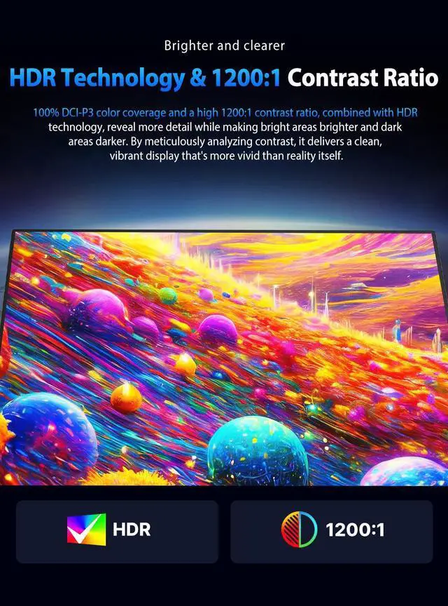 Alt view image 7 of 7 - UPERFECT 16" 2K 240Hz Portable Monitor 2560x1600, 0.1ms, 400 Nits, 100% DCI-P3 Gaming Monitor Laptop Monitors Built-in 180° Adjustable Stand Type-C IPS Eye Care External Second Screen for Laptops