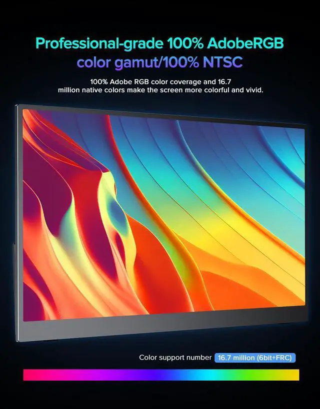 Alt view image 4 of 7 - UPERFECT 17.3" 4K UHD Portable Monitor with 100% AdobeRGB, 500 Nits, FreeSync, HDR, Dual Type-C, HDMI, Eye Care, VESA, Smart Cover - For Laptops, PCs, Phones