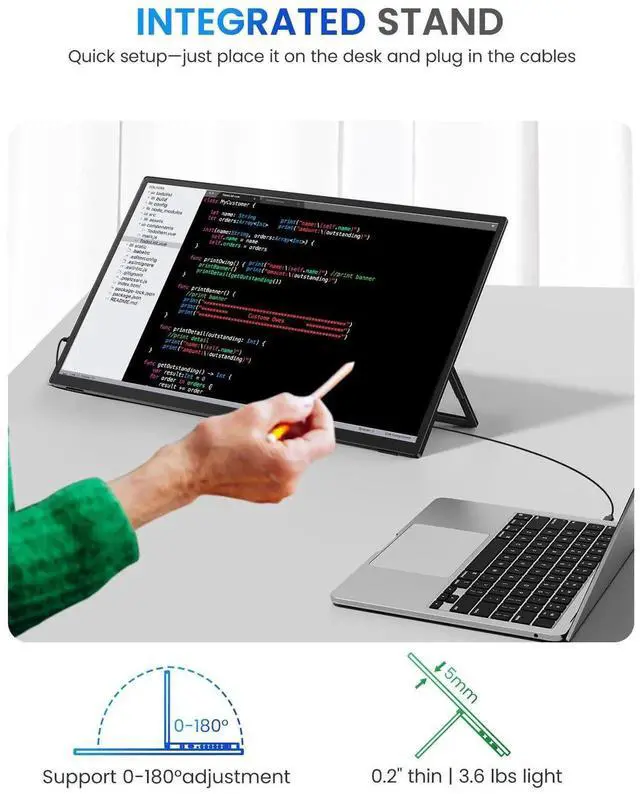 Alt view image 5 of 7 - UPERFECT 18.5" 120Hz Touchscreen Portable Monitor 1080P For Xbox PS Gaming Monitor 120Hz w/180° Adjustable Stand &VESA