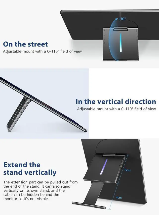 Alt view image 2 of 7 - UPERFECT 15.6" Touchscreen Gaming Monitor with Built-in Stand, 1080P FHD IPS Display, USB-C, HDMI, & 10-Point Capacitive Touch for Laptop, MacBook, Phone, PS4/5, Switch, Xbox