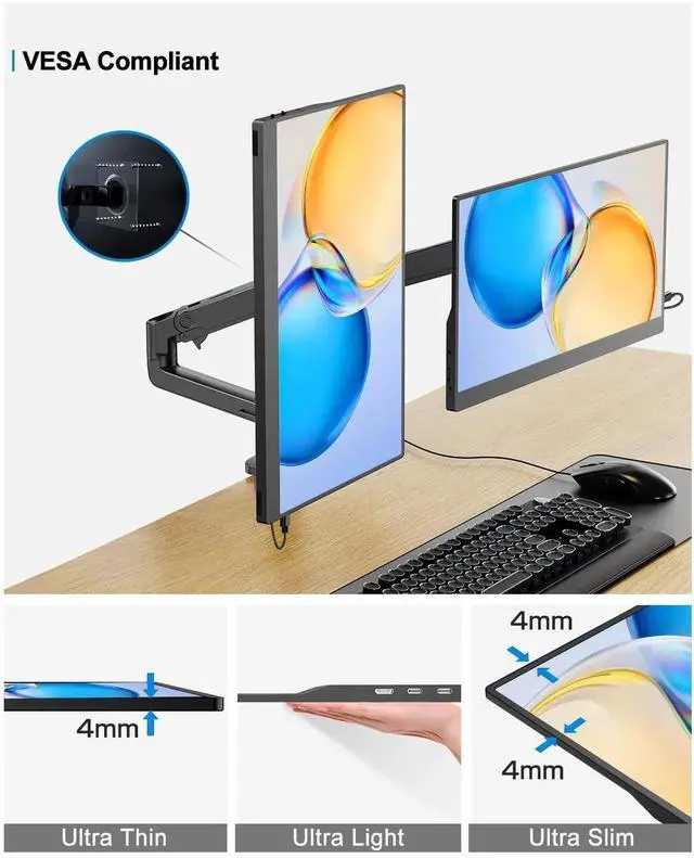 Alt view image 5 of 7 - UPERFECT 15.6 Inch Touchscreen Portable Monitor FHD 1080P IPS 10-Point Touch Screen Monitor & Speakers, HDMI USB C Eye-Care Travel External for Laptop Computer PC Phone Switch, VESA & Smart Cover