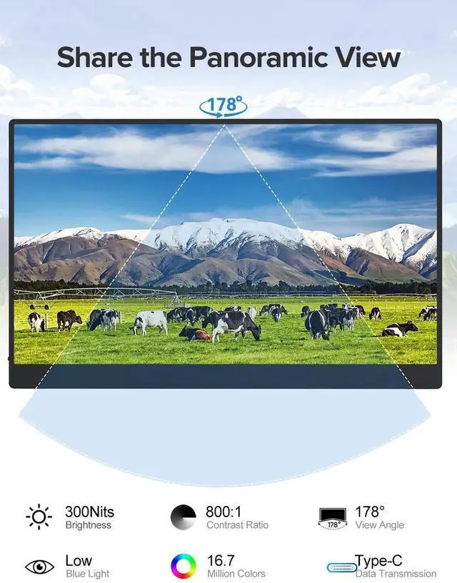 Alt view image 3 of 7 - UPERFECT 15.6 Inch Touchscreen Portable Monitor FHD 1080P IPS 10-Point Touch Screen Monitor & Speakers, HDMI USB C Eye-Care Travel External for Laptop Computer PC Phone Switch, VESA & Smart Cover