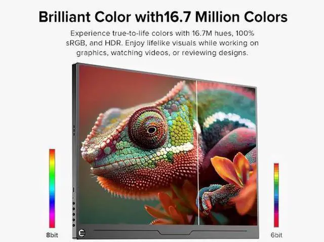 Alt view image 3 of 7 - UPERFECT Portable Monitor 16" 2K 2560x1600 Gaming Monitor 100%sRGB USB C HDMI for PS Xbox