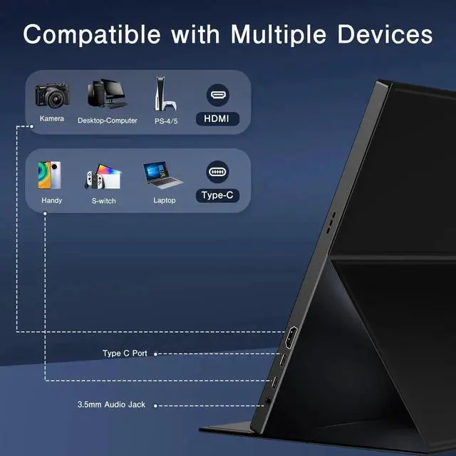 Alt view image 2 of 7 - UPERFECT Portable Monitor 16" 2K 2560x1600 Gaming Monitor 100%sRGB USB C HDMI for PS Xbox