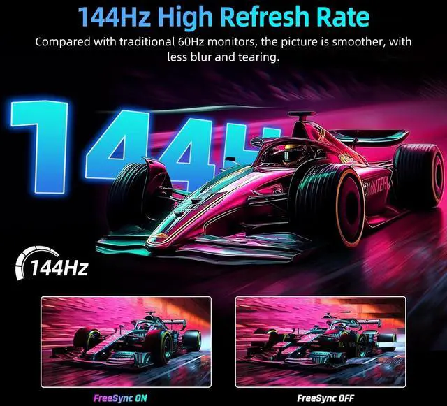 Alt view image 2 of 7 - UPERFECT 144HZ Gaming Monitor W/ Kickstnd, 17.3" 1080P Portable Monitor for Laptop PS5 Nintendo Xbox, VESA Mountable