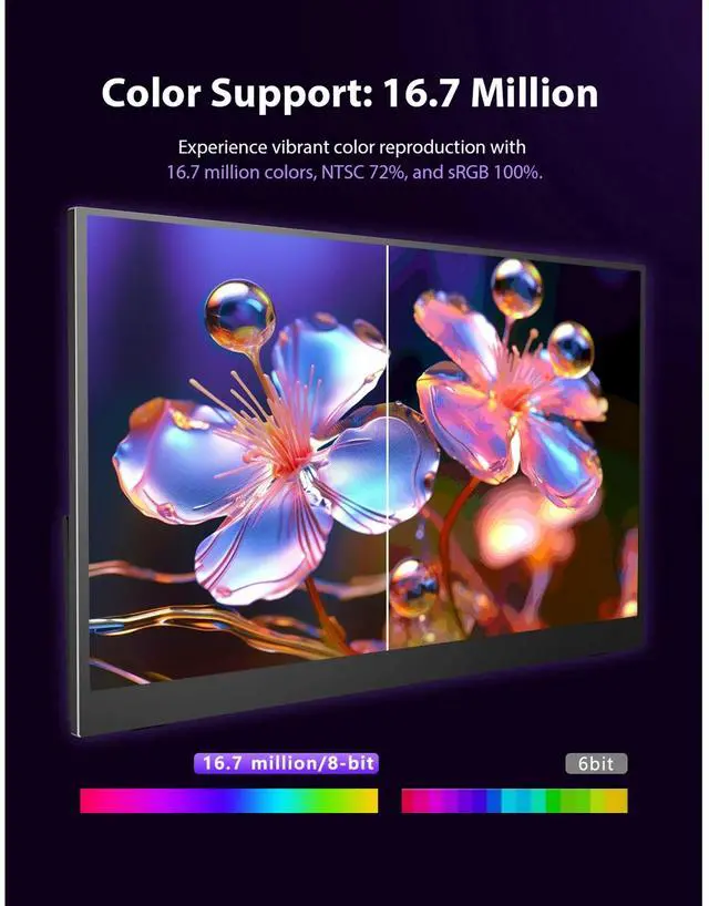 Alt view image 6 of 7 - UPERFECT 17.3" 2K 144Hz Portable Monitor, 2K QHD IPS Screen with HDR, AMD FreeSync for PS5, Xbox, Steam Deck - Esports Ready Portable Display with VESA Mount