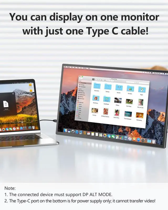 Alt view image 5 of 7 - UPERFECT 21.5 Inch 120HZ Portable Monitor w/Kickstand & VESA, Large Portable Gaming Monitor with HDMI Type C, External Dispaly for Laptops, Steamdeck, MacBook, Phones, Mini PC