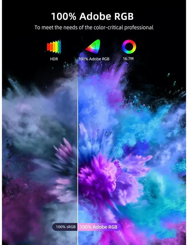 Alt view image 3 of 7 - Uperfect Portable Monitor 4K 15.6 inch, 400 cd/m² High Brightness 100% sRGB Color Gamut IPS HDR FreeSync Laptop Display, USB C Monitor W/ Speaker VESA