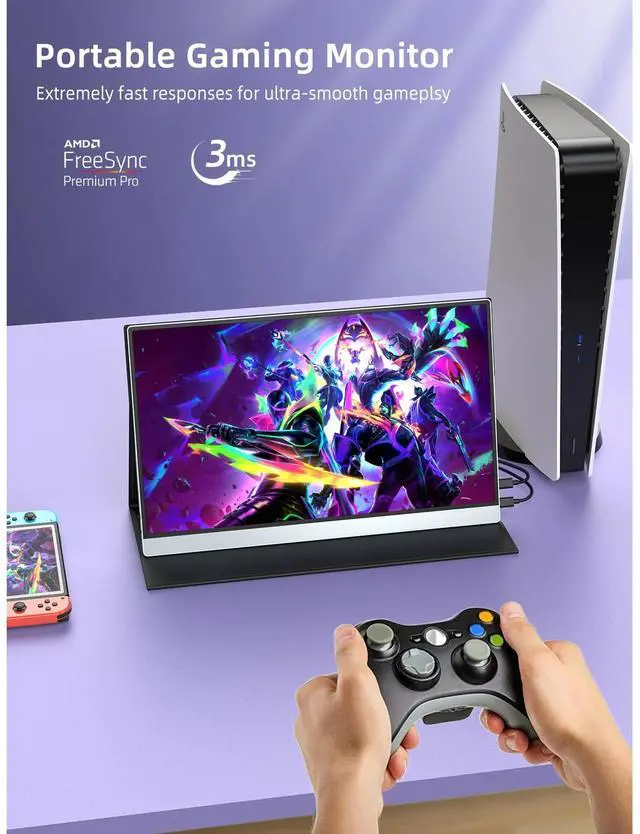 Alt view image 3 of 7 - UPERFECT 15.6" 4K Portable Monitor for Working and Traveling, W/ Smart Stand & Dual Speakers, Aluminum Alloy Frame