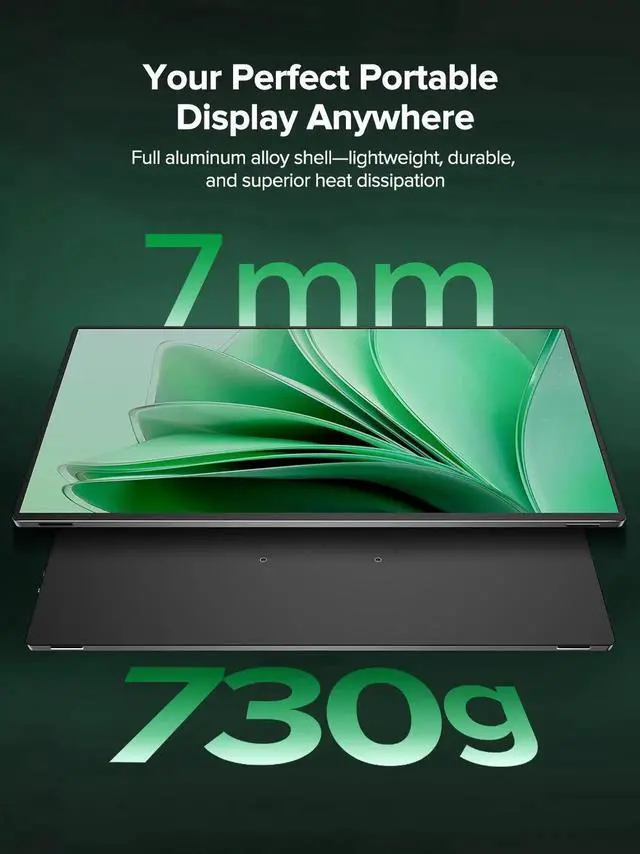 Alt view image 5 of 7 - UPERFECT 16" 4K Portable Monitor - 1200 Nits True Brightness, 1MS FreeSync, 2000:1 Contrast, USB-C/HDMI, VESA & Smart Case for Laptops, Consoles & More