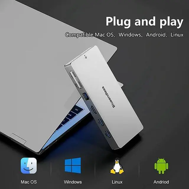 Alt view image 4 of 7 - UPERFECT 14 in 1 USB C Hub, USB C Docking Station Dual Monitor, Adapter with HDMI(4K60Hz), Ethernet, 3 USB 10G,100W PD, SD/TF, Audio, Laptop Docking Station for Dell/HP/Lenovo/ThinkPad/Surface