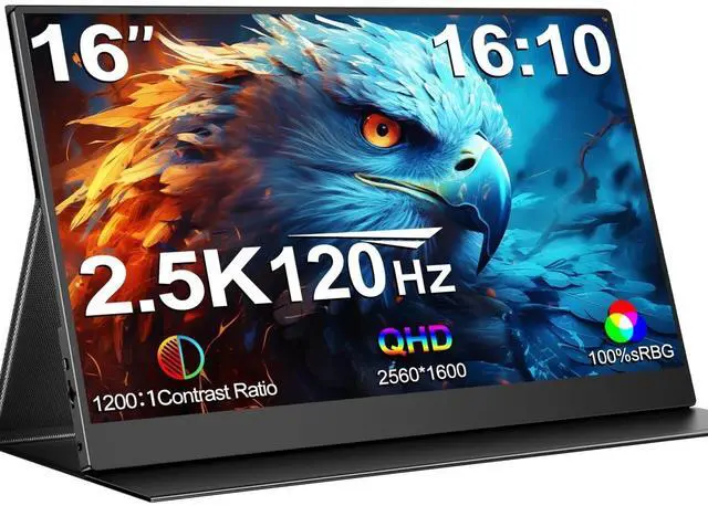 Main image of UPERFECT 2K Portable Monitor 16 Inch 120Hz 2560x1600 Travel Monitor 100% sRGB Laptop Display IPS Portable Screen for Laptop PC Phone Xbox PS4-5 Switch with Smart Cover