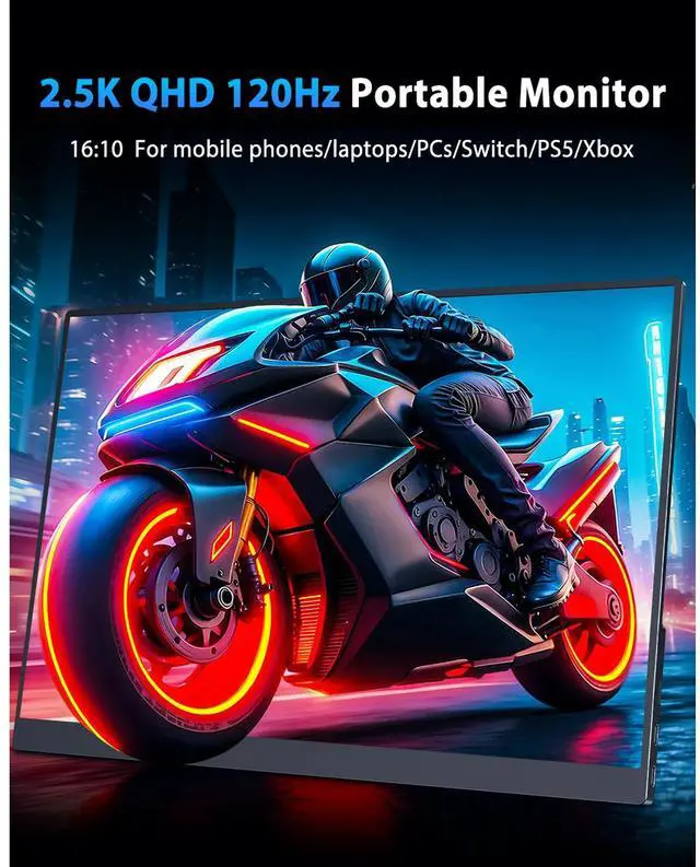 Alt view image 4 of 7 - UPERFECT 2K Portable Monitor 16 Inch 120Hz 2560x1600 Travel Monitor 100% sRGB Laptop Display IPS Portable Screen for Laptop PC Phone Xbox PS4-5 Switch with Smart Cover