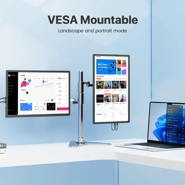Alt view image 3 of 6 - UPERFECT 17 Inch Portable Monitor, FHD 1080P IPS Display with Magnetic Leather Case Stand, 300 Nits Brightness, 16:10 Aspect Ratio, VESA Mountable for Laptop/PC/Mac/Phone/Gaming Console