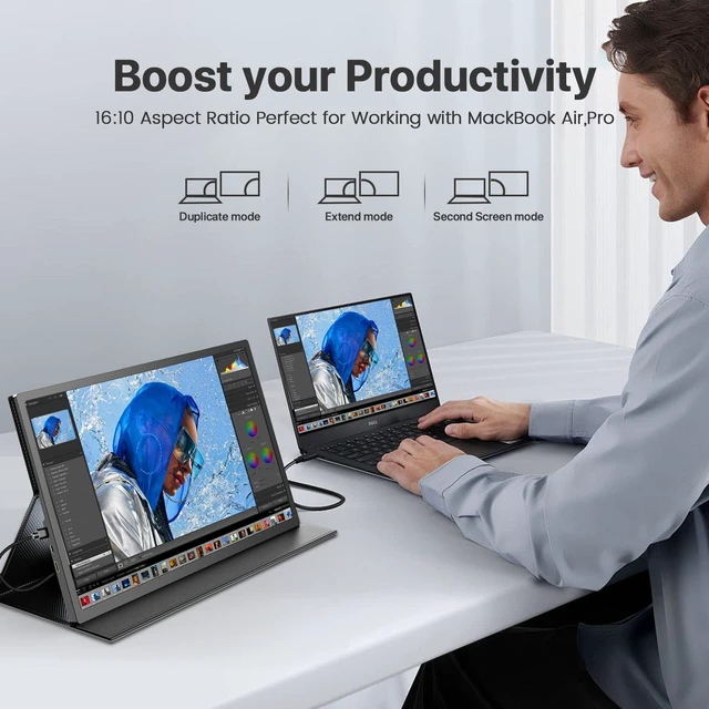 Alt view image 5 of 6 - UPERFECT 17 Inch Portable Monitor, FHD 1080P IPS Display with Magnetic Leather Case Stand, 300 Nits Brightness, 16:10 Aspect Ratio, VESA Mountable for Laptop/PC/Mac/Phone/Gaming Console
