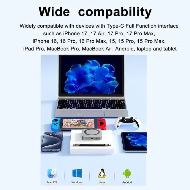 Alt view image 3 of 7 - Uperfect 8-in-1 Magnetic USB-C Hub, 4K@60Hz HDMI, 100W PD Charging, 10Gbps USB-C, SD/TF Card Readers, 3.5mm Audio Compatible with MacBook, iPad Pro, and iPhone