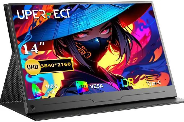 Main image of UPERFECT 14" 4K Portable Monitor, 3840×2160 UHD IPS Display, 60Hz AMD FreeSync, HDR, 400 cd/m², 100% sRGB, USB-C, Lightweight Travel Gaming Monitor for Laptop