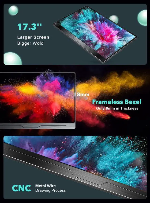Alt view image 6 of 7 - UPERFECT 17.3" 4K Portable Monitor - 3840x2160 UHD IPS HDR, 100% Adobe RGB 500 Nits, USB-C & Full-Size HDMI, VESA Mount, Smart Cover Stand for Laptop PC Tablet Phone Desktop Mode