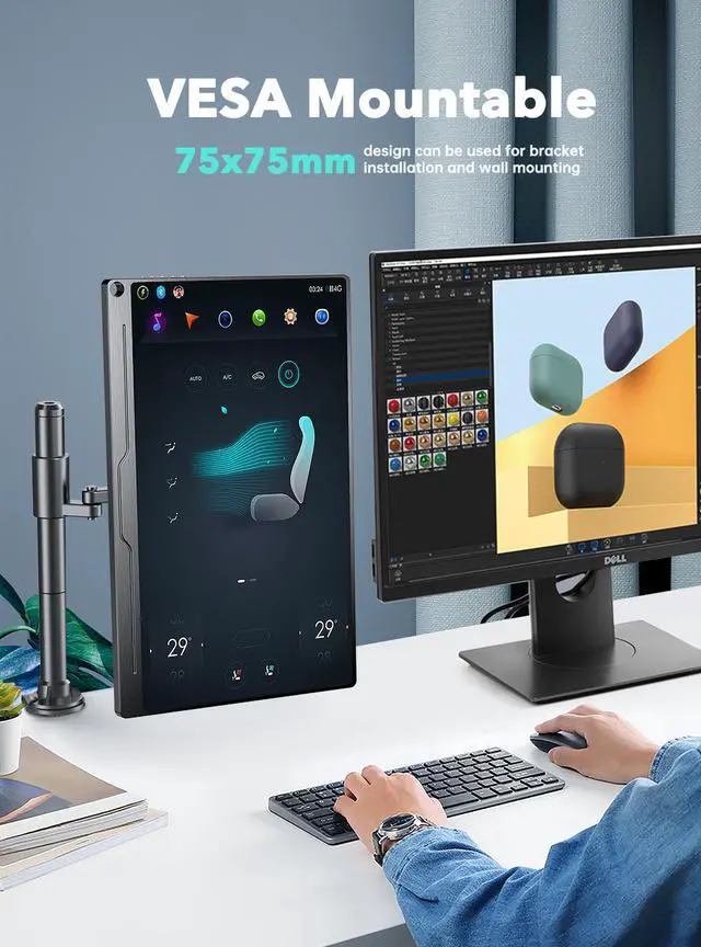 Alt view image 5 of 7 - UPERFECT 17.3" 4K Portable Monitor - 3840x2160 UHD IPS HDR, 100% Adobe RGB 500 Nits, USB-C & Full-Size HDMI, VESA Mount, Smart Cover Stand for Laptop PC Tablet Phone Desktop Mode