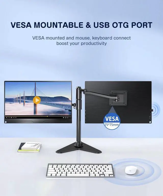 Alt view image 6 of 7 - UPERFECT 16 Inch 2K QHD Portable Monitor 2560x1600 IPS USB-C HDMI HDR Travel Display with VESA Mount, 10-Bit 400 Nits 1500:1 Contrast, Second Screen for Laptop PC Mac Phone Switch PS4