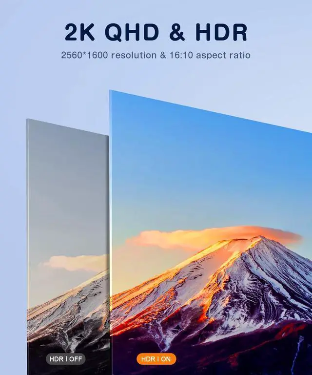 Alt view image 3 of 7 - UPERFECT 16 Inch 2K QHD Portable Monitor 2560x1600 IPS USB-C HDMI HDR Travel Display with VESA Mount, 10-Bit 400 Nits 1500:1 Contrast, Second Screen for Laptop PC Mac Phone Switch PS4