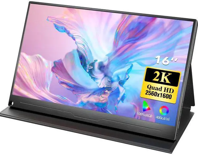 Main image of UPERFECT 16 Inch 2K QHD Portable Monitor 2560x1600 IPS USB-C HDMI HDR Travel Display with VESA Mount, 10-Bit 400 Nits 1500:1 Contrast, Second Screen for Laptop PC Mac Phone Switch PS4