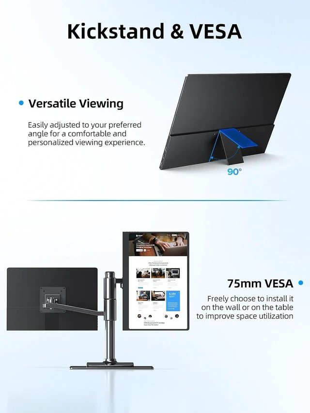 Alt view image 2 of 7 - UPERFECT GR14BU 14" OLED Touchscreen Portable Monitor, 3K 2880x1800 120Hz, 0.1ms, 500 Nits, 120% DCI-P3, 500000:1, USB-C/HDMI, Ultra-Slim Metal for Laptop Mini PC Phone Game Consoles