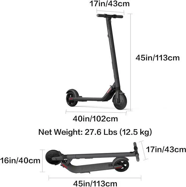 Alt view image 7 of 7 - Segway Ninebot ES2 Electric Kick Scooter, Lightweight and Foldable, Upgraded Motor Power, Dark Grey