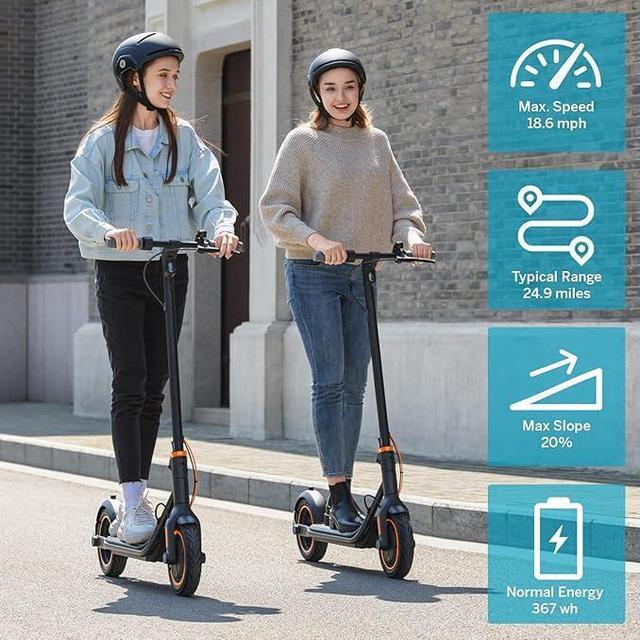 Alt view image 2 of 6 - Segway Ninebot F40 Electric Kick Scooter, 300W-700W Motor, 12.4-40.4 Mi Range & 15.5-18.6 MPH, 10-inch Tire, Dual Braking System and Cruise Control, Electric Commuter Scooter