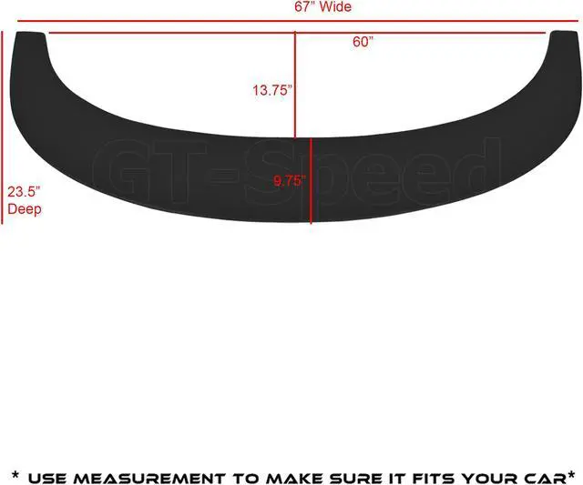 Alt view image 4 of 5 - GT-Speed Universal V2 Style (Non-Vehicle Specific) 67"L x 23.5"D PU Front Bumper Lip Splitter - Single Pack, Unpaint Black, Come with Hardware