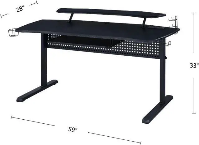 Alt view image 7 of 7 - Gaming Table w/USB Port, Black Finish