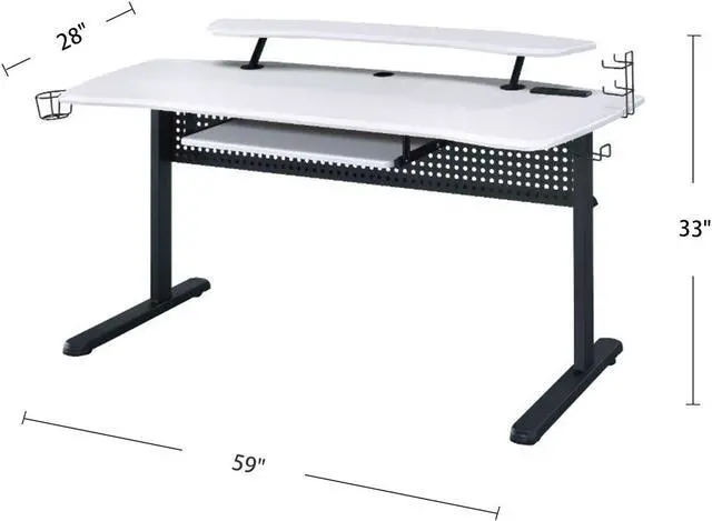 Alt view image 7 of 7 - Gaming Table w/USB Port, Black & White Finish