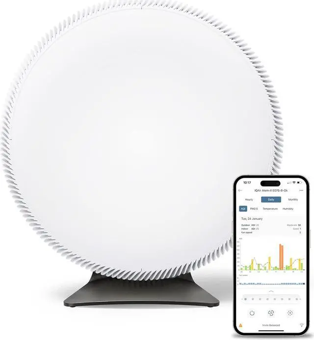 Main image of IQAir Atem X Air Purifier for Large Room in Home, Kitchen, Living Room, Office up to 1650 sq. ft., HyperHEPA Filters Viruses, Bacteria, Allergies, Asthma, Mold, Pets, Dust, Odor; Made in Germany