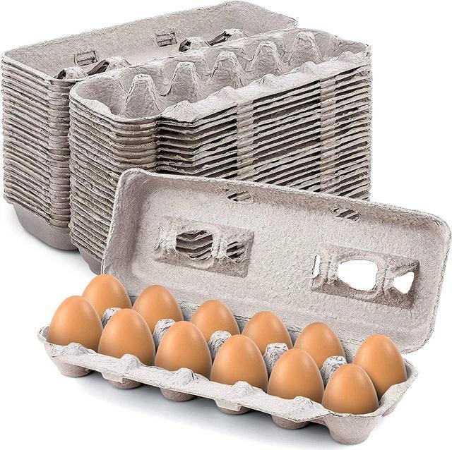 MT Products Blank Natural Pulp Paper Egg Cartons Holds 12 Eggs - Pack of 25
