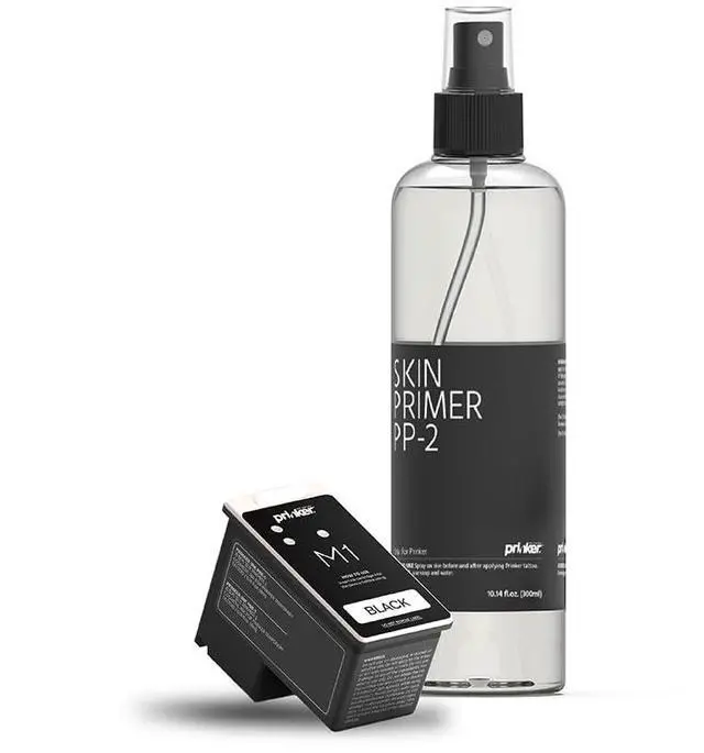 Main image of Prinker M Black Ink Refill, Skin-Safe Black Cosmetic Ink & Primer Spray, Water-Resistant and Soap-Washable, Skin-Safe, Festivals Parties Sport Events, Compatible with Prinker M
