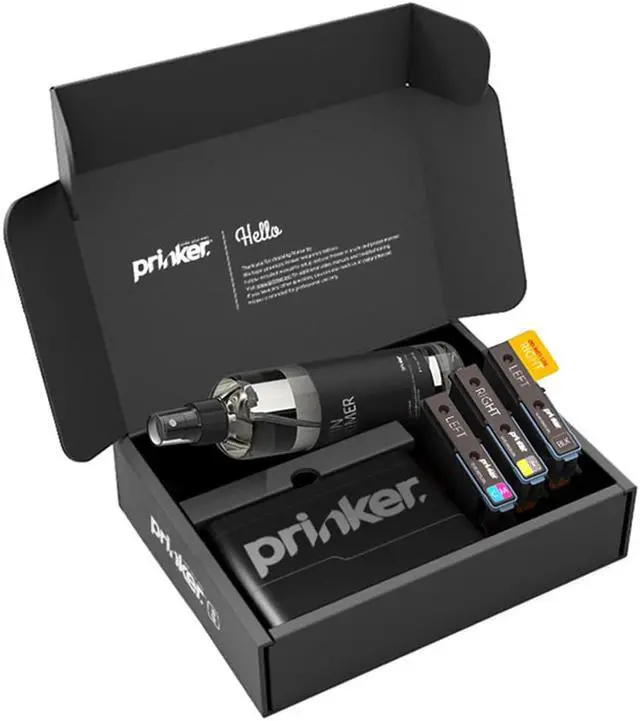 Alt view image 2 of 3 - Prinker S Temporary Tattoo Device Package for Your Instant Custom Temporary Tattoos with Premium Cosmetic Full Color + Black Ink - Compatible w/iOS & Android devices