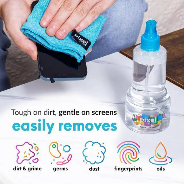 Alt view image 6 of 6 - Pixel Perfect Screen Cleaner Kit 10oz, Natural Plant-Based Formula with 12"x12" Microfiber Towel, Safe for TVs, Laptops, Monitors, Phones, Tablets, Alcohol-Free, All-in-One Cleaning Solution