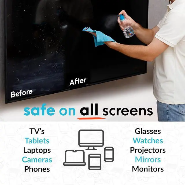 Alt view image 4 of 6 - Pixel Perfect Screen Cleaner Kit 10oz, Natural Plant-Based Formula with 12"x12" Microfiber Towel, Safe for TVs, Laptops, Monitors, Phones, Tablets, Alcohol-Free, All-in-One Cleaning Solution