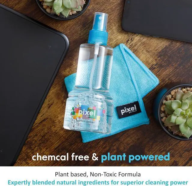 Alt view image 5 of 6 - Pixel Perfect Screen Cleaner Kit 10oz, Natural Plant-Based Formula with 12"x12" Microfiber Towel, Safe for TVs, Laptops, Monitors, Phones, Tablets, Alcohol-Free, All-in-One Cleaning Solution