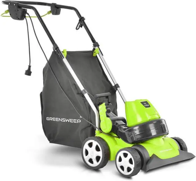 Main image of GreenSweep Vac & Blow Compact 3-in-1 Vacuum, Blower & Mulcher for Small Yards, Artificial Lawns, Grass, Patios & Driveways, Up to 1,500 Sq Ft, 45L Collection Bag