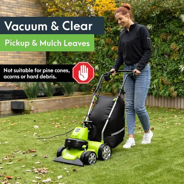 Alt view image 5 of 6 - GreenSweep Vac & Blow Compact 3-in-1 Vacuum, Blower & Mulcher for Small Yards, Artificial Lawns, Grass, Patios & Driveways, Up to 1,500 Sq Ft, 45L Collection Bag
