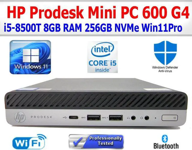 Main image of HP PRODESK 600 G4 MINI PC i5-8500T 8GB RAM 256GB NVME WIN11PRO WIFI EXTRAS