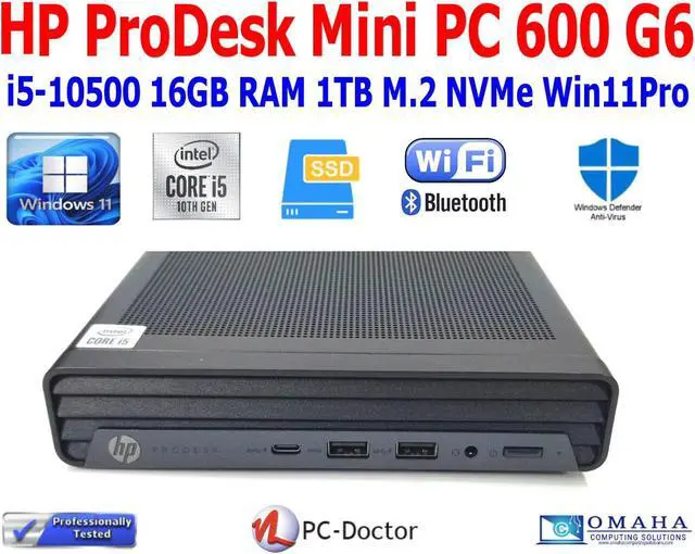 Main image of HP PRODESK 600 G6 BUSINESS MINI PC i5-10500 3.10GHz 16GB RAM 1TB SSD WIN11 PRO WIFI/BT EXTRAS v3