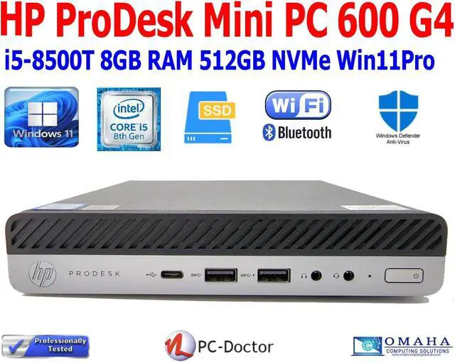 Main image of HP PRODESK 600 G4 MINI PC i5-8500T 16GB RAM 512GB NVME WIN 11 PRO WIFI BT HDMI PORT